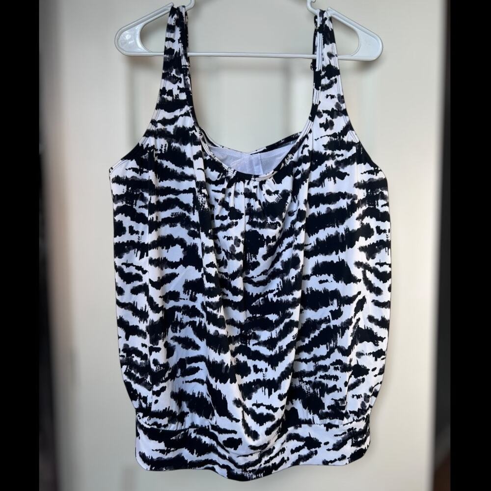 Swim Solutions Tankini Zebra Print Size 22W Plus NWT